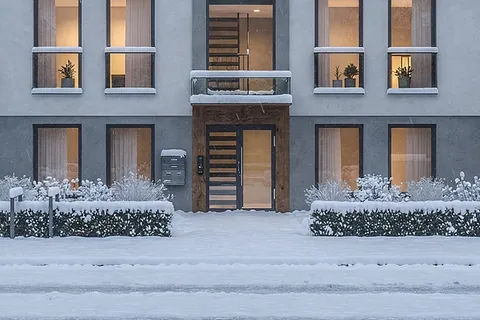 Vorher: verschneiter Zuweg